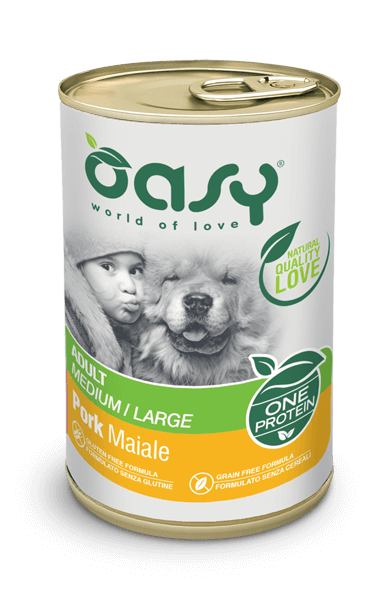 Oasy Wet Monoproteico Patè Di Maiale Per Cani Adulti Taglia Media/Grande 400g