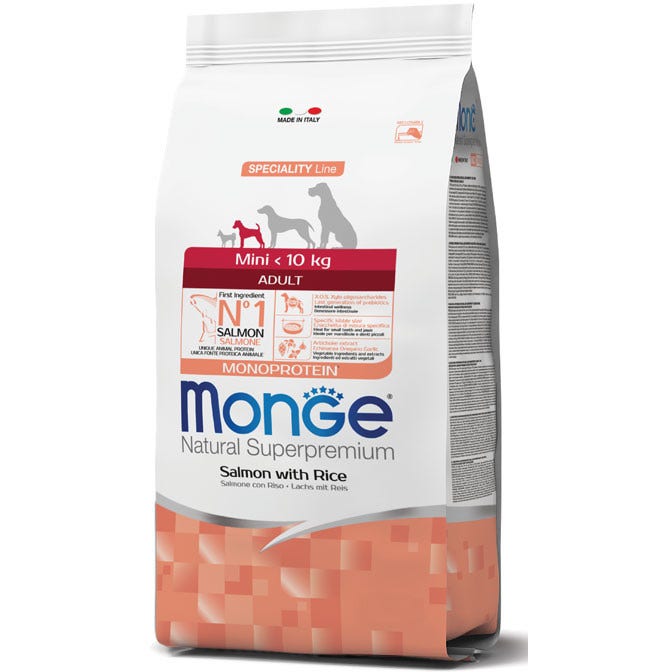 Monge Salmone E Riso Cibo Secco Per Cani Adulti Taglia Piccola Sacco 2,5 Kg