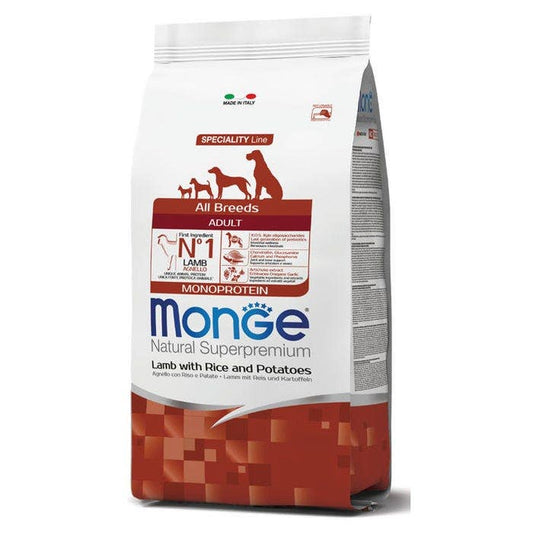 Monge Agnello Riso E Patate Cibo Secco Per Cani Cuccioli Sacco 2,5 Kg