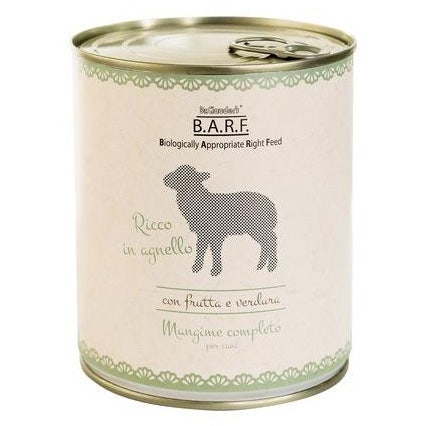 Barf Menu Completo Cibo Umido Trito Di Agnello Per Cani Lattina 800g