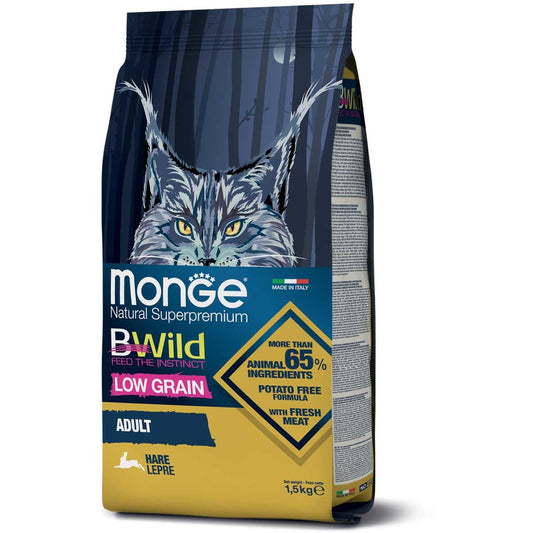 Monge B Wild Adult Con Lepre Cibo Secco Per Gatti Adulti Sacco 1,5 Kg