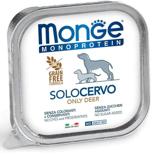 Monge Monoprotein Solo Cervo Cibo Umido Per Cani Adulti 150g