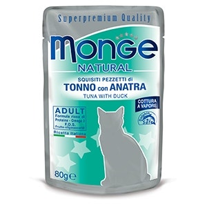 Monge Natural Superpremium Cotti a Vapore Con Tonno E Anatra Cibo Umido Per Gatti 80g