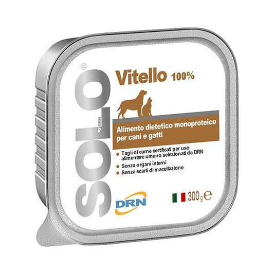 Drn Solo Vitello Alimento Dietetico Monoproteico Umido Per Cani/Gatti 300g