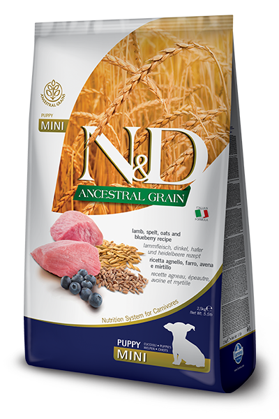 Farmina N&D Ancestral Grain Agnello E Mirtillo Cani Cuccioli Taglia Mini Sacco 2,5kg