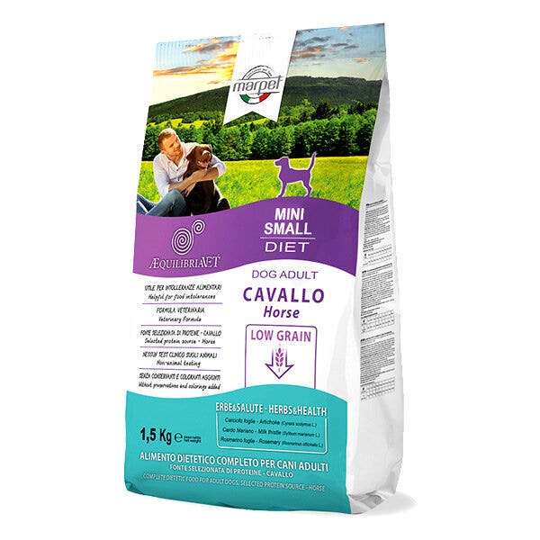 Marpet Aequilibriavet Low Grain Cavallo Cibo Secco Per Cani Adulti Taglia Mini Small Sacco 1,5Kg