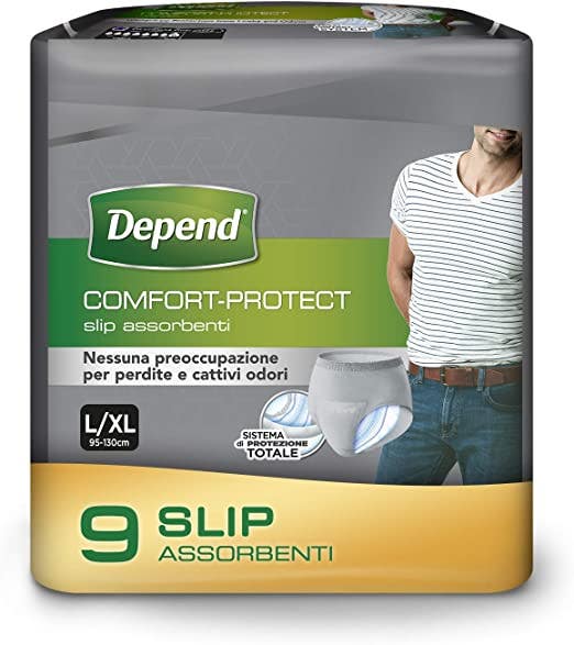 Depend Comfort-Protect Slip Assorbenti Uomo Taglia L/XL 9 Pezzi