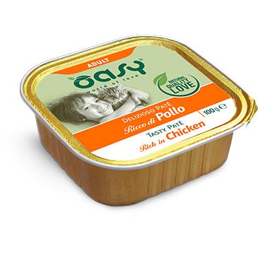 Oasy Wet Delizioso Patè Ricco Di Pollo Cibo Umido Per Gatti Adulti 100g