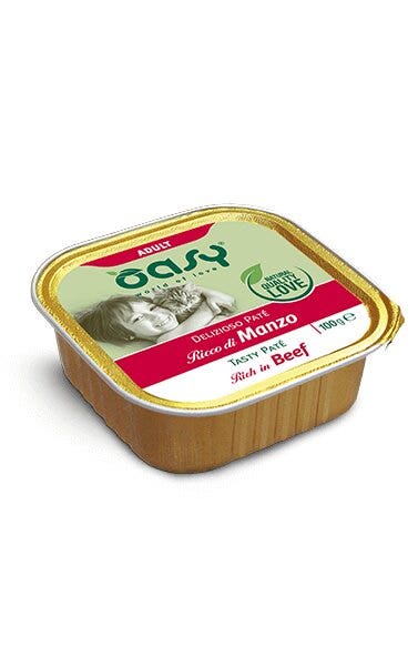 Oasy Delizioso Paté Gatto Adult Ricco di Manzo 100g