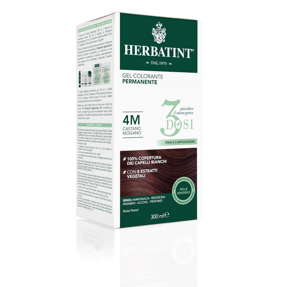 Herbatint Tintura Per Capelli Gel Permanente 4M  Castano Mogano 3 Dosi 300ml