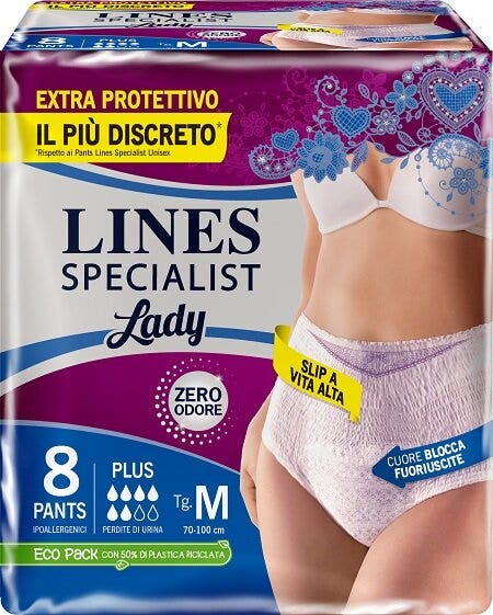 Lines Specialist Lady Pants Plus Mutandina Incontinenza Taglia M 8 Pezzi