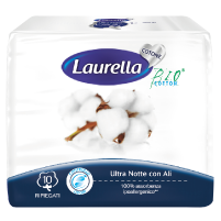 Laurella Cotone Ultra Notte Con Ali 10 Assorbenti