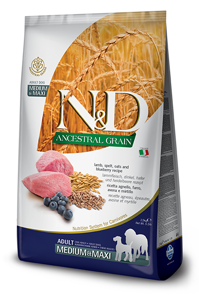 Farmina N&D Ancestral Grain Agnello E Mirtillo Cani Adulti Taglia Media E Grande Sacco 12kg