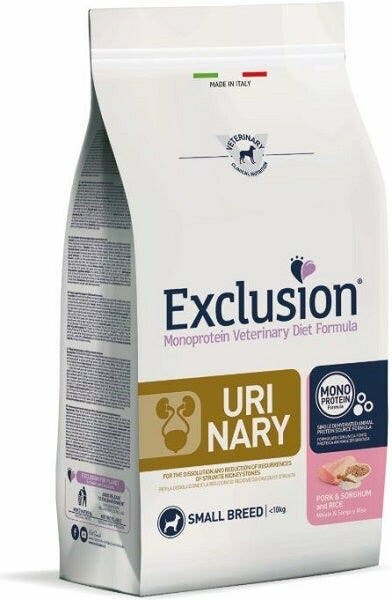 Exclusion Monoprotein Veterinary Diet Formula Urinary Crocchette Con Maiale/Sorgo/Riso Per Cani Adulti Taglia Piccola Sacco 2kg