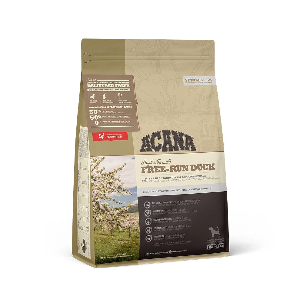 Acana Cane Free-Run Duck Singles Crocchette Anatra e Pera Sacco 2kg