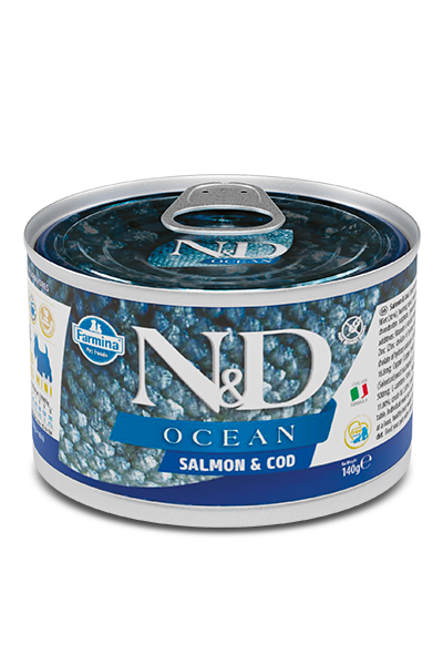 Farmina N&D Ocean Salmone E Merluzzo Cani Adulti Taglia Mini Lattina 140g