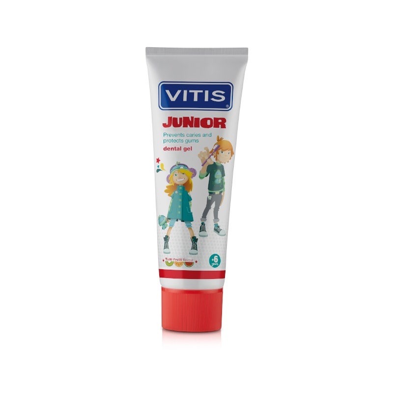 Vitis Junior Dental Gel Dentifricio Gusto Tutti Frutti Per Bambini 6+ Anni 75ml