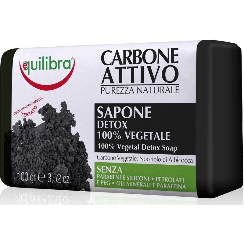 Equilibra Carbone Attivo Sapone 100% Vegetale Viso E Corpo 100g