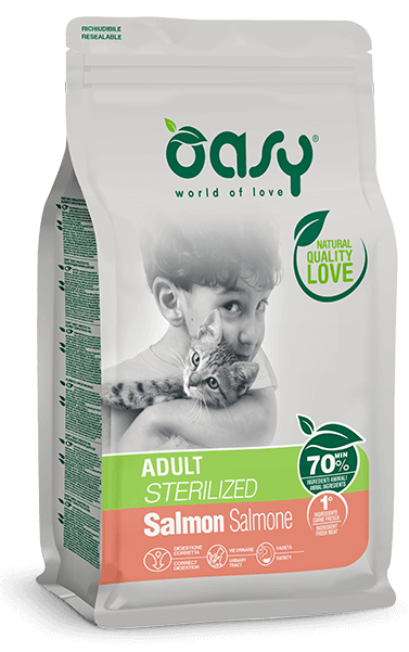 Oasy Dry Crocchette Al Salmone Gatti Adulti Sterilizzati Sacco 1,5kg