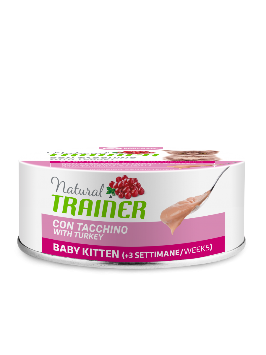 Natural Trainer Baby Kitten Pappa Al Tacchino Per Gatti Cuccioli Lattina 80g