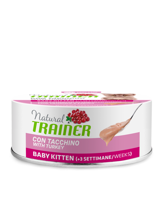 Natural Trainer Baby Kitten Pappa Al Tacchino Per Gatti Cuccioli Lattina 80g