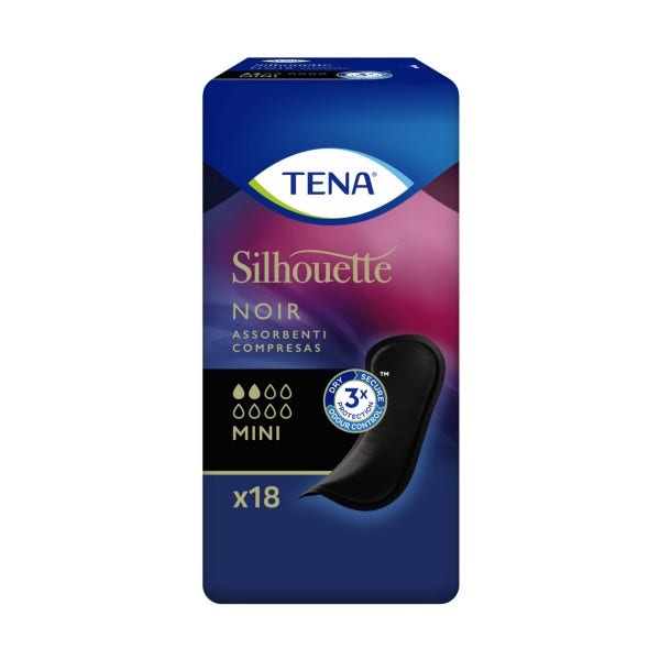 Tena Silhouette Noir Mini Assorbente Nero Incontinenza Leggera 18 Pezzi