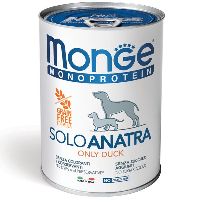 Monge Monoprotein Solo Anatra Cibo Umido Per Cani Adulti 400g