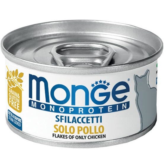 Monge Monoprotein Sfilaccetti Solo Pollo Cibo Umido Per Gatti Adulti 80g