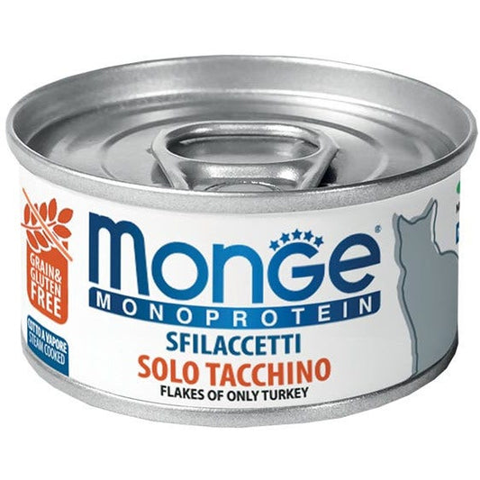 Monge Monoprotein  Sfilaccetti Solo Tacchino Cibo Umido Per Gatti Adulti 80g