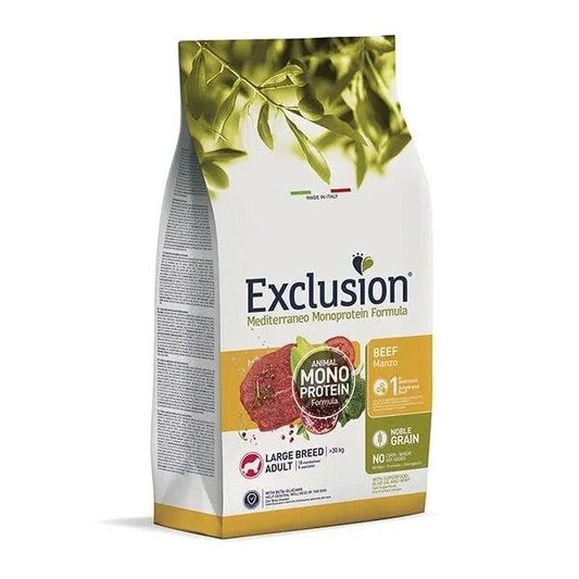 Exclusion Mediterraneo Monoprotein Crocchette Al Manzo Per Cani Adulti Taglia Grande Sacco 12 Kg