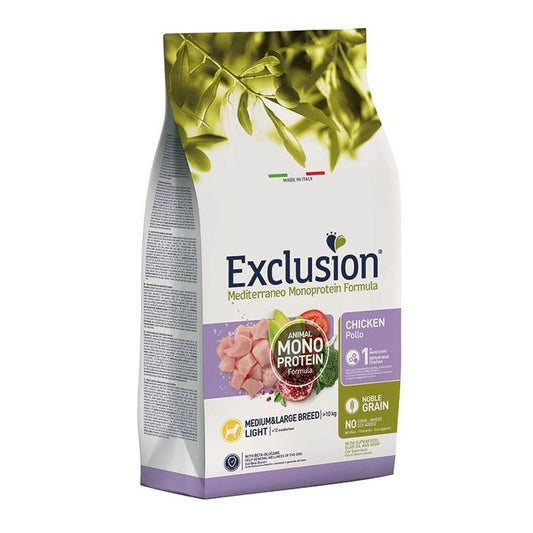 Exclusion Mediterraneo Monoprotein Noble Grain Crocchette Pollo Light Per  Cani Sacco 12kg