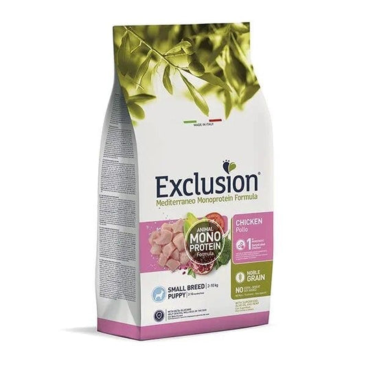 Exclusion Mediterraneo Monoprotein Crocchette Al Pollo Per Cani Cuccioli Taglia Piccola Sacco 2 Kg