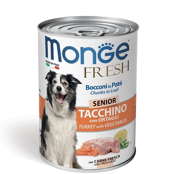 Monge Fresh Senior Tacchino con Ortaggi Per Cani Età Avanzata 400g