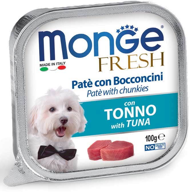 Monge Fresh Paté Bocconcini Con Tonno Cibo Umido Per Cani Adulti 100g