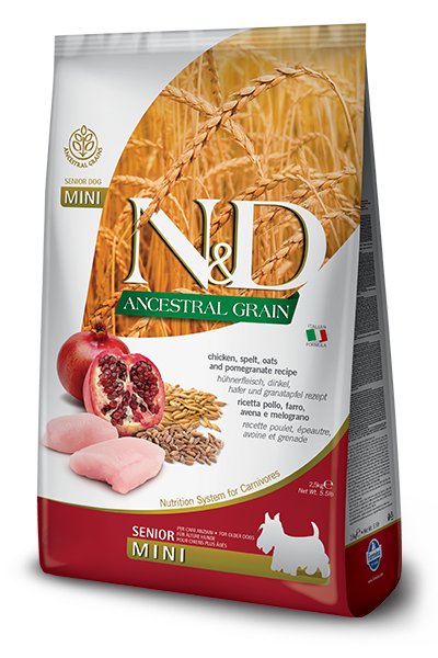 Farmina N&D Ancestral Grain Pollo E Melograno Cani Senior Taglia Mini Sacco 2,5kg