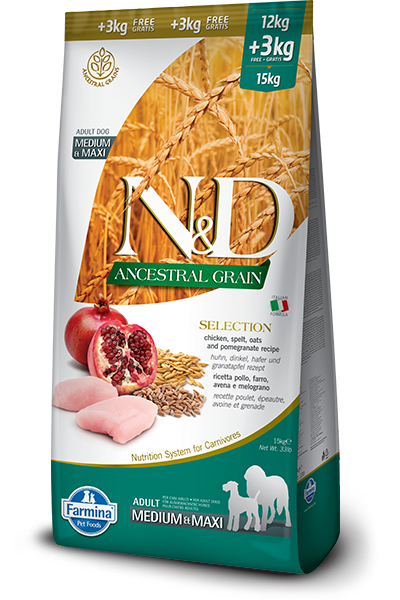 Farmina N&D Ancestral Grain Selection Pollo E Melograno Cani Adulti Taglia Media E Grande Sacco 15kg