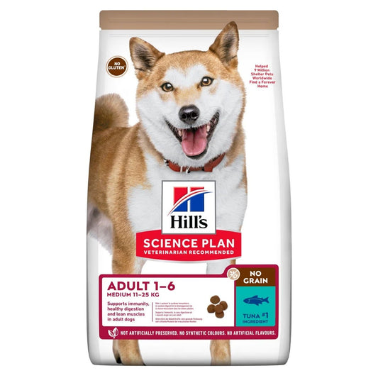 Hill's Science Plan No Grain  Medium Adult Ipoallergenico Cibo Secco Con Tonno Cani Adulti Taglia Media Sacco 2,5kg