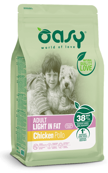 Oasy Dry Cane Adult Light In Fat Crocchette Di Pollo Per Cani Adulti Sovrappeso Sacco 12kg