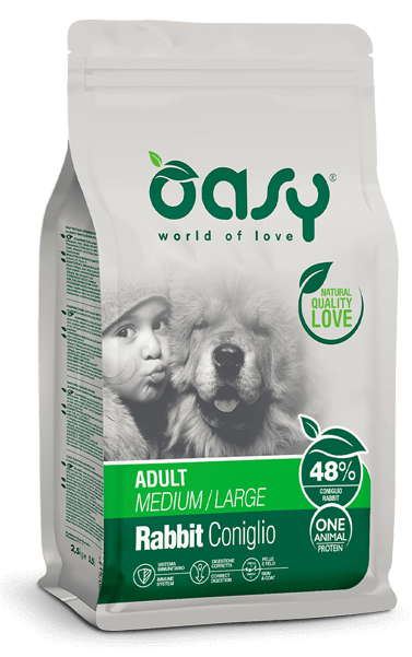 Oasy Dry Monoproteico Crocchette Al Coniglio Per Cani Taglia Media/Grande Sacco 12kg