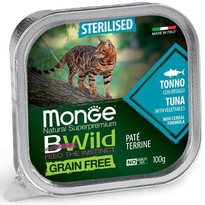 Monge B Wild Grain Free Tonno Con Ortaggi Cibo Umido Per Gatti Sterilizzati 100g