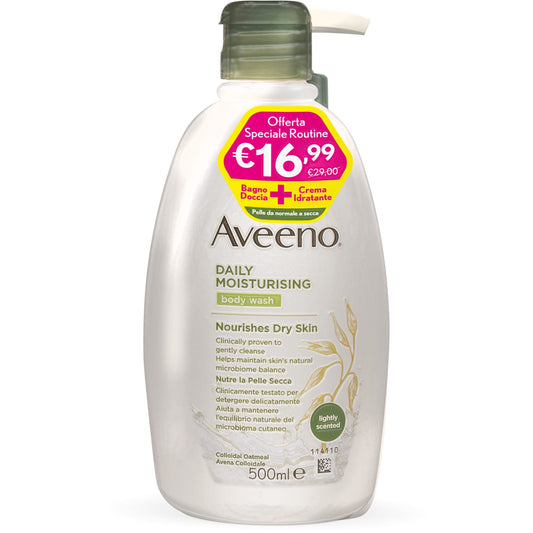 Aveeno Daily Moisturising Bagno Doccia 500ml+ Crema Idratante Corpo 300ml