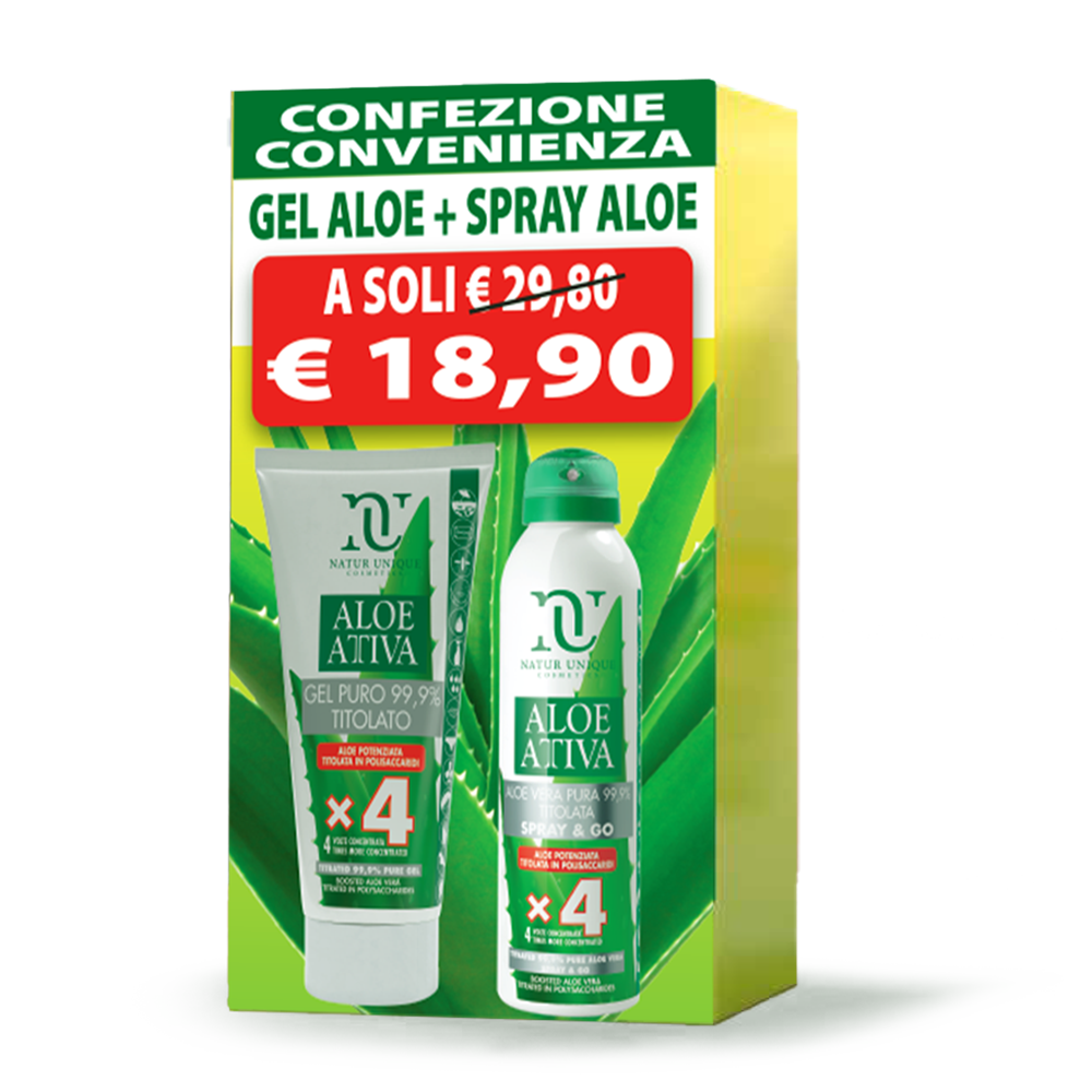 Natur Unique Confezione Convenienza Gel Aloe 200ml + Spray Aloe Corpo 150ml