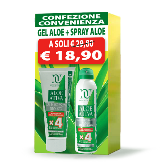 Natur Unique Confezione Convenienza Gel Aloe 200ml + Spray Aloe Corpo 150ml