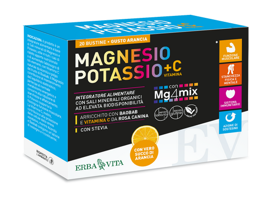 Erba Vita Magnesio E Potassio+Vitamina C Gusto Arancia 20 Bustine