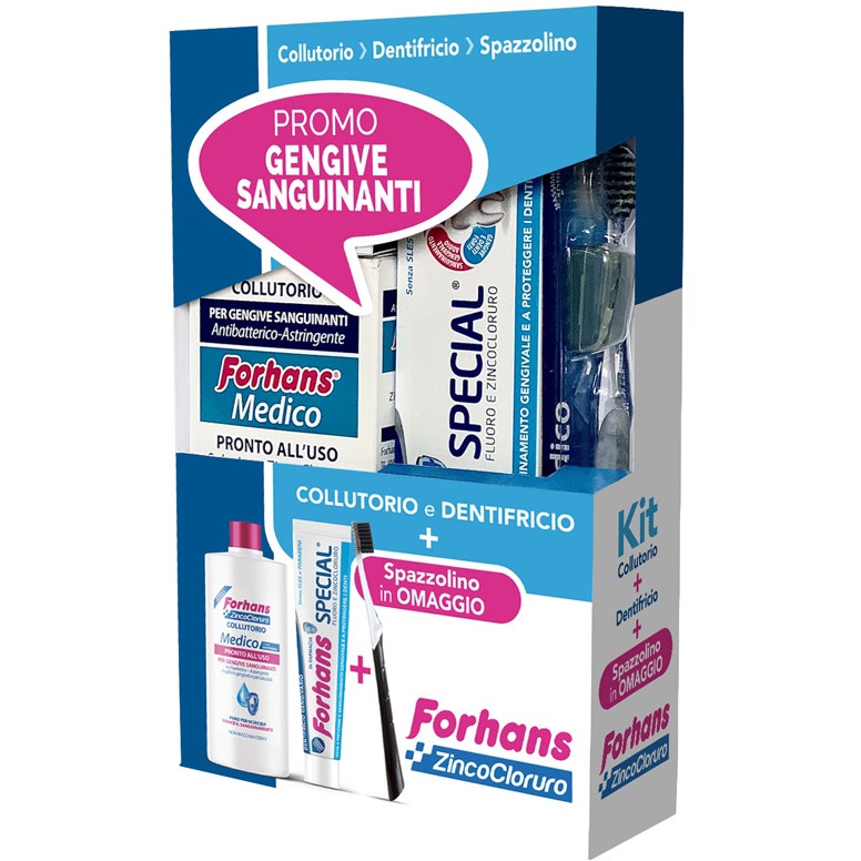 Forhans Kit Gengive Sanguinanti Dentifricio 75ml+Collutorio 250ml+1 Spazzolino