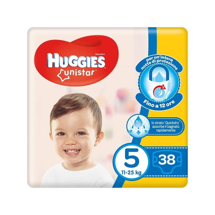 Huggies Unistar Pannolini Taglia 5 Grande 38 Pezzi