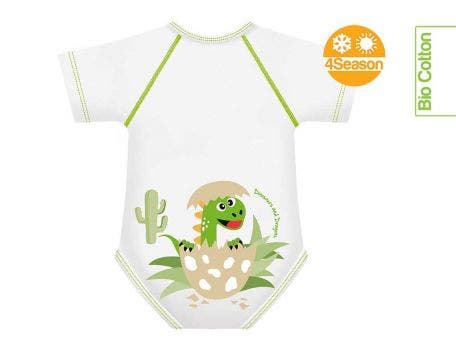 J Bimbi Body Neonato 0-36 Mesi In Cotone Biologico 4 Stagioni Fantasia Dinosauro Baby