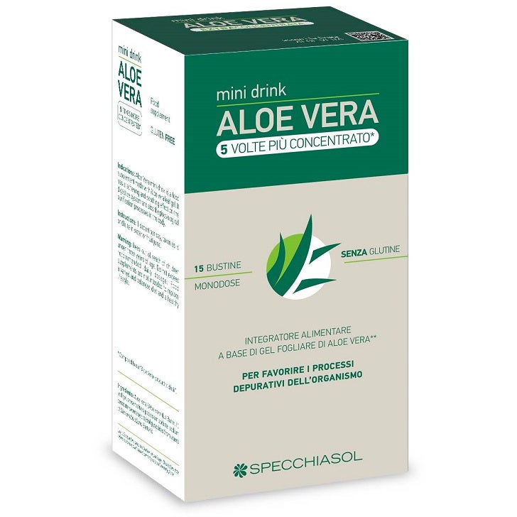 Specchiasol Aloe Vera Mini Drink 5 Volte Più Concentrato 15 Bustine Da 10ml