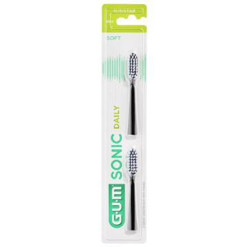 Gum Sonic Daily Spazzolino Batteria Refill Black Testine Di Ricambio 2 Pezzi