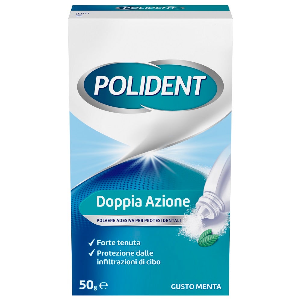 Polident Polvere Adesivo Per Protesi Dentale Tenuta Giornaliera Gusto Menta 50 g